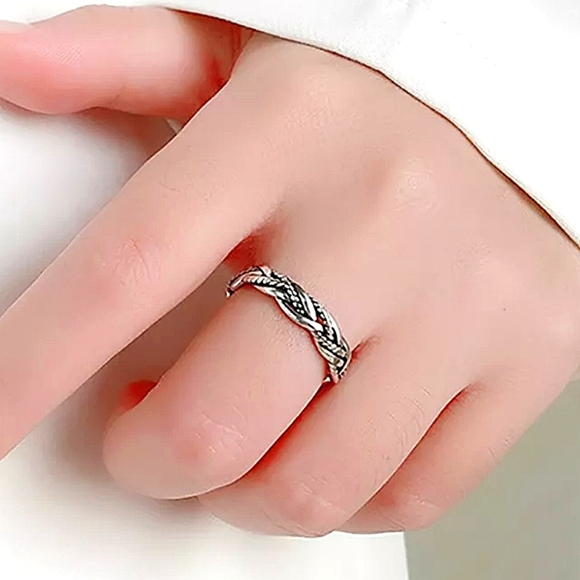 Twisted Sterling Silver Bangle Cuff Bracelet Matching Ring Set - Picture 7 of 7